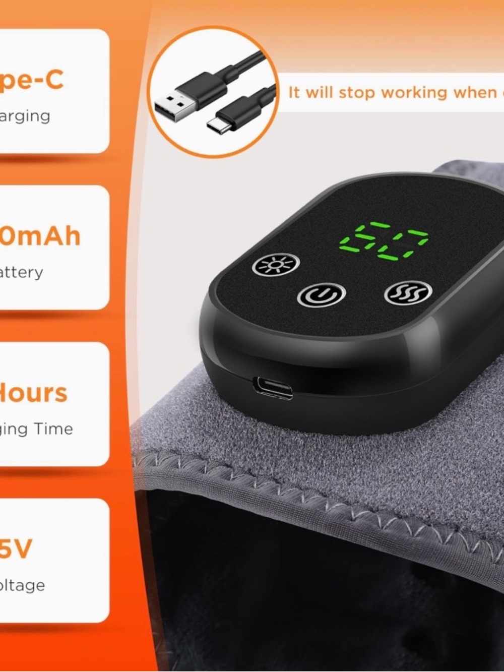NEW! TWO Electric Ankle Wraps for Vibrating Heat Therapy - Gray - Right and Left - Picture 2 of 4